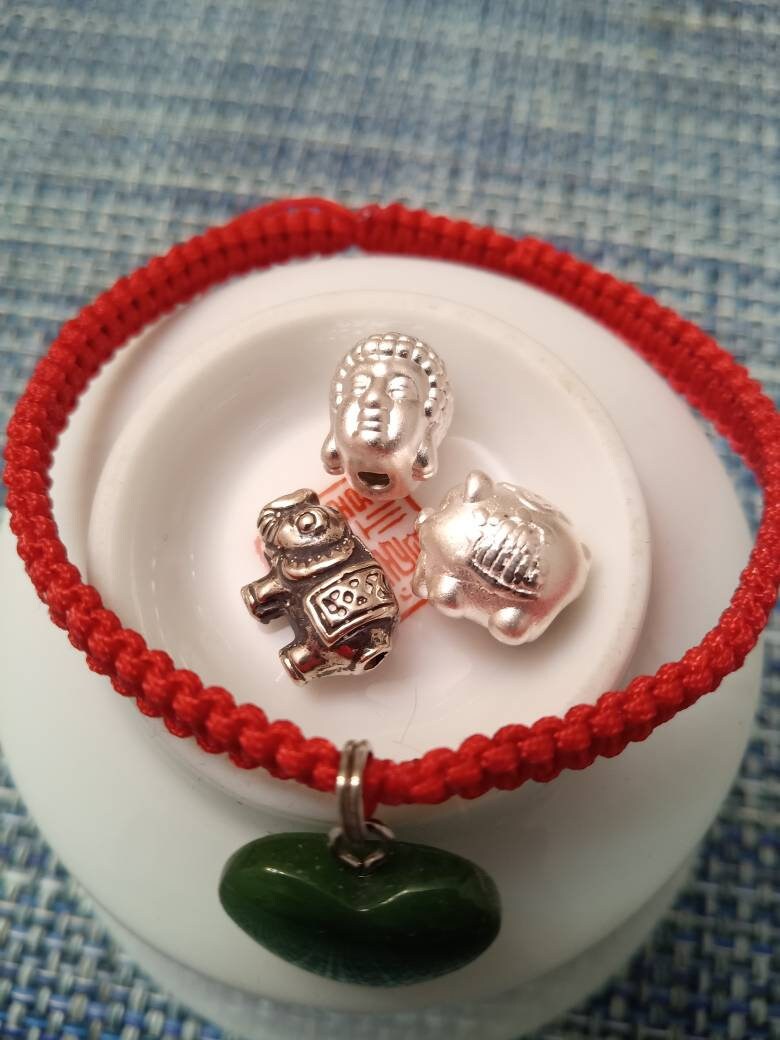 Sterling Silver Buddha/Elephant/Pig/Wire Ball Lucky Chinese Red String Shamballa Bracelet
