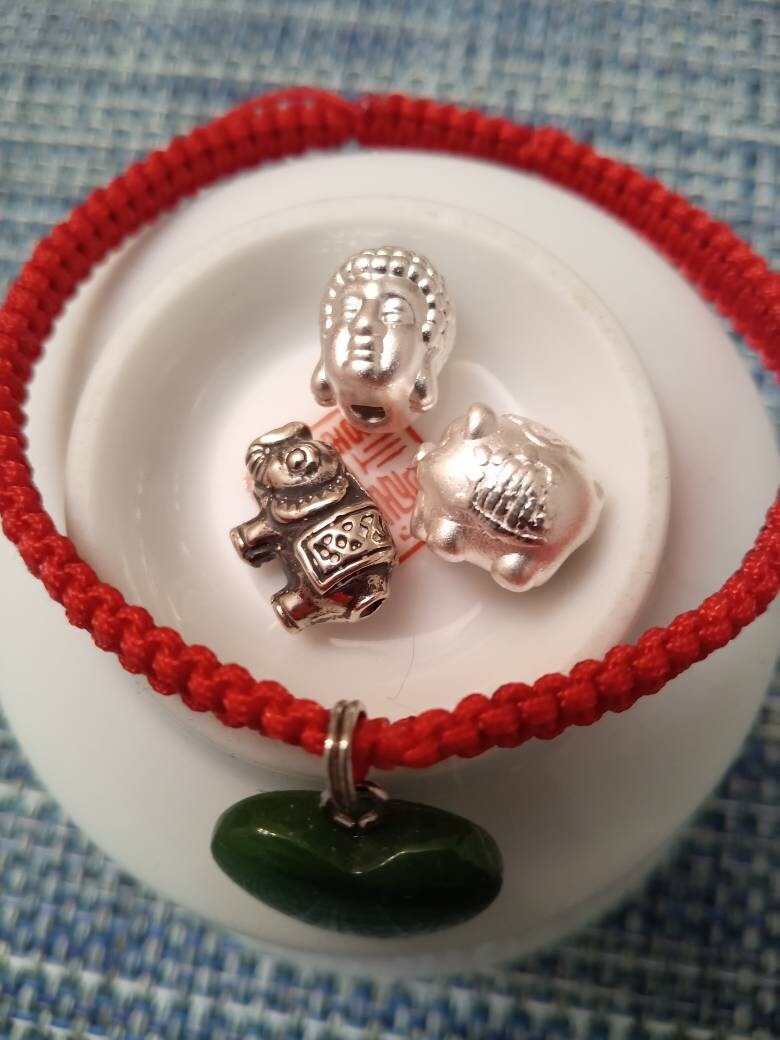 Sterling Silver Buddha/Elephant/Pig/Wire Ball Lucky Chinese Red String Shamballa Bracelet