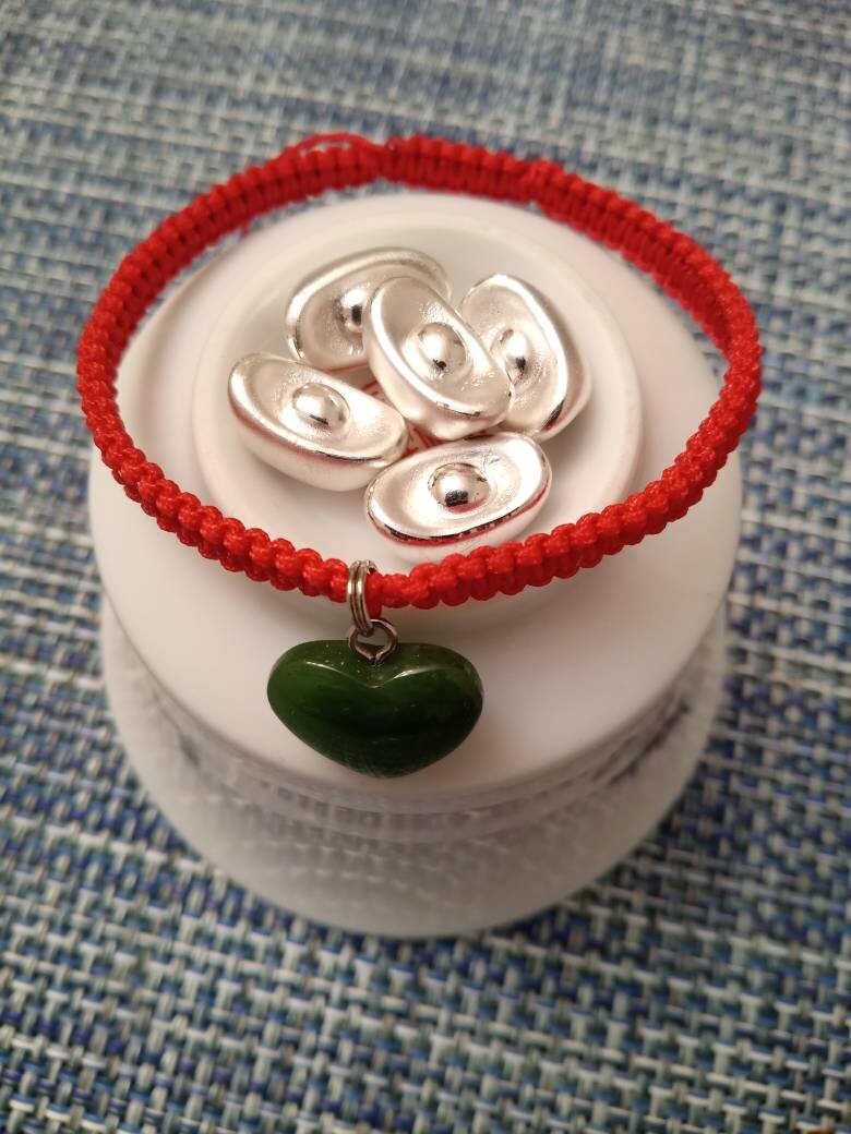 Sterling Silver Chinese Ingot Money Lucky Chinese Red String Shamballa Bracelet 純銀幸運紅繩手鍊