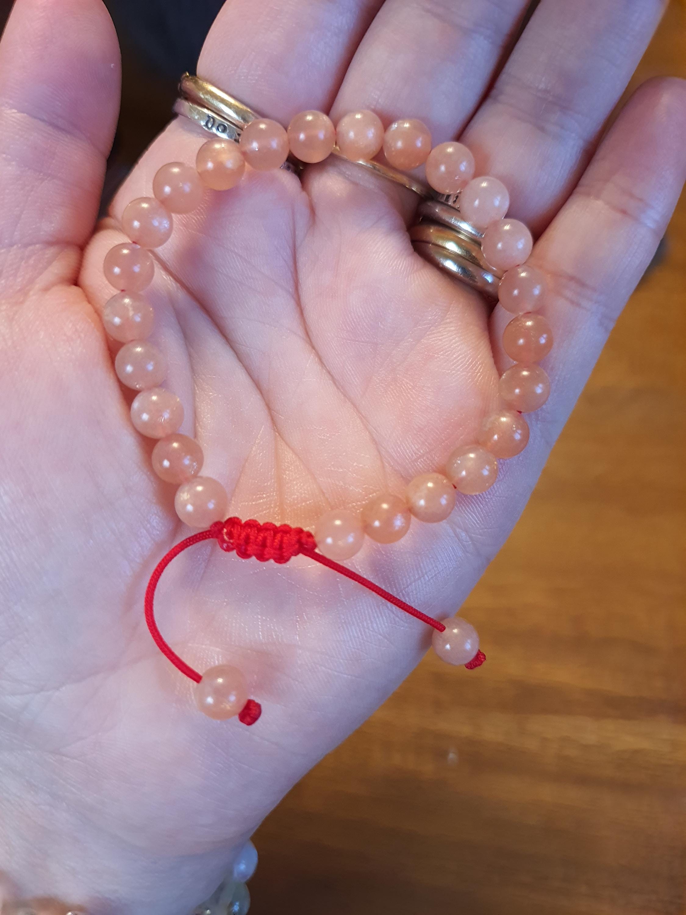 Natural Sunstone Beads Red String Shamballa Meditation Bracelet