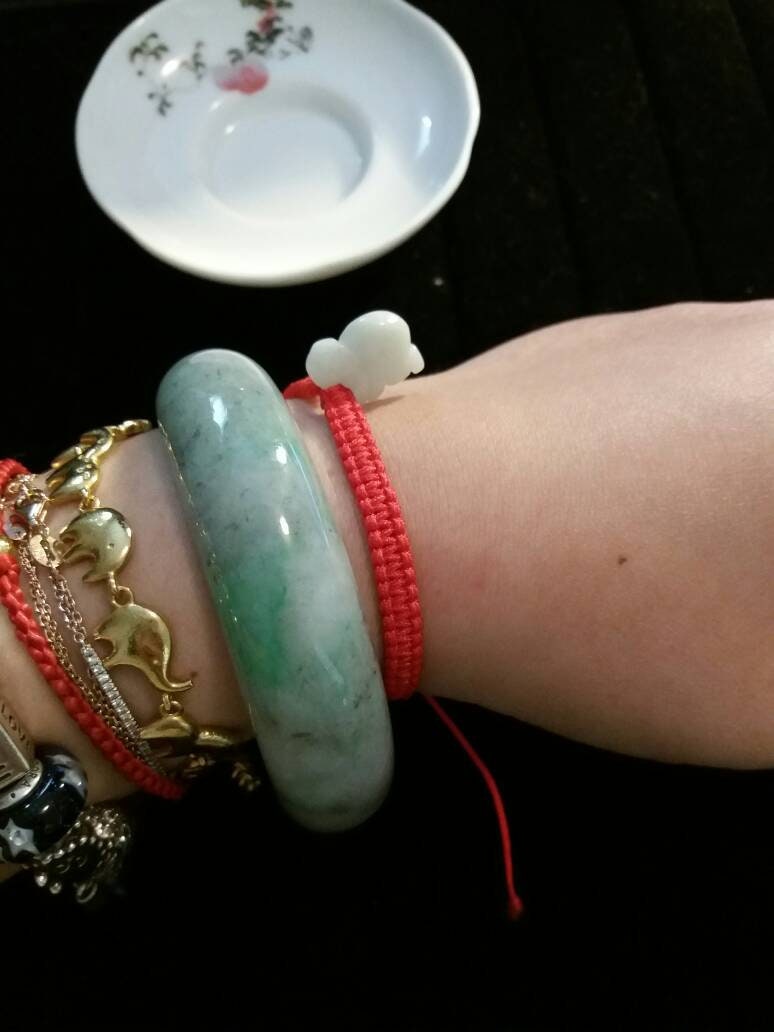 Lucky Chinese Red String Bracelet with Chinese Zodiac Jade Shamballa Bead (Monkey)