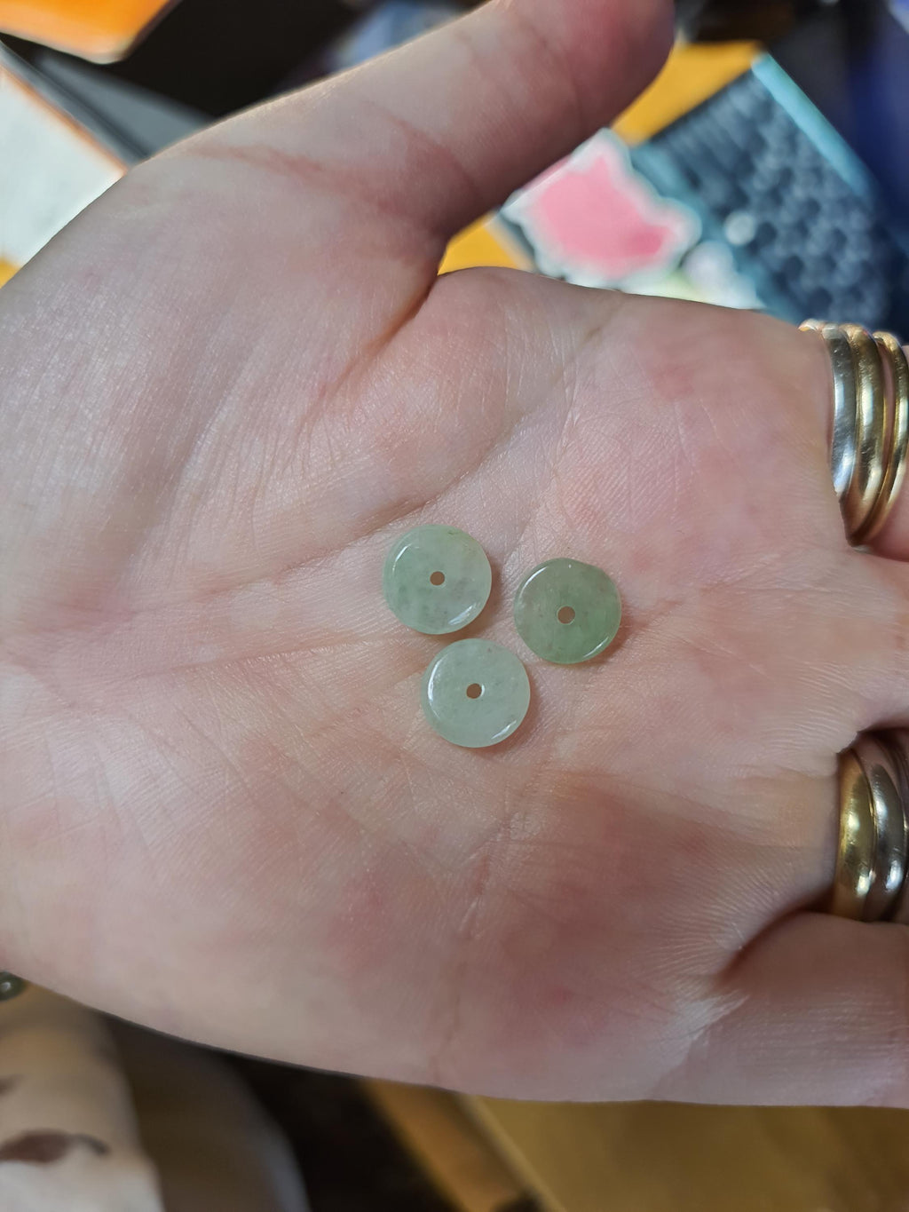 Natural Jadeite Jade Donut Red String Rope Thread Bracelet