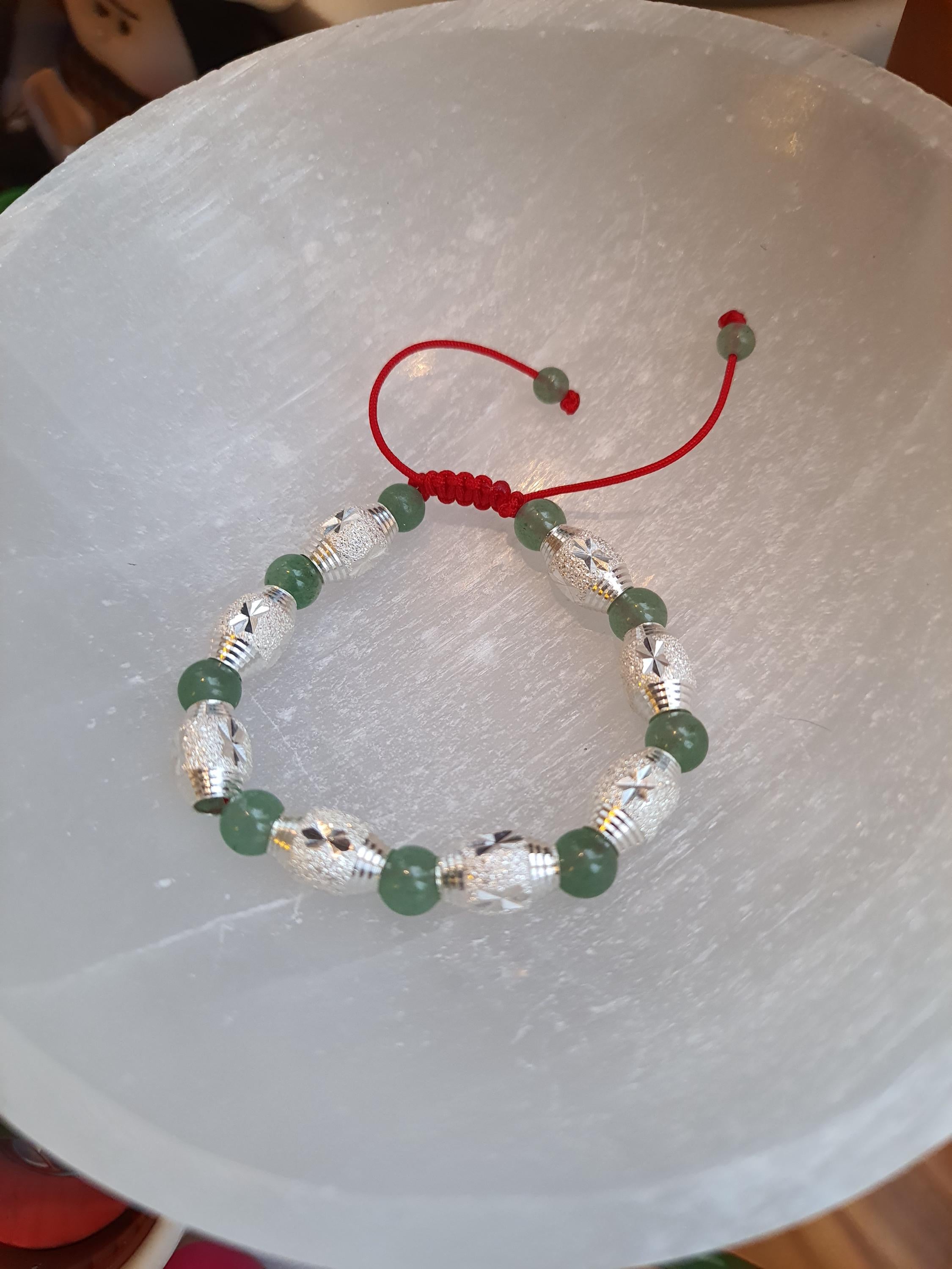 Sterling Silver Frosted Star Bead Lucky Chinese Red String Shamballa Bracelet