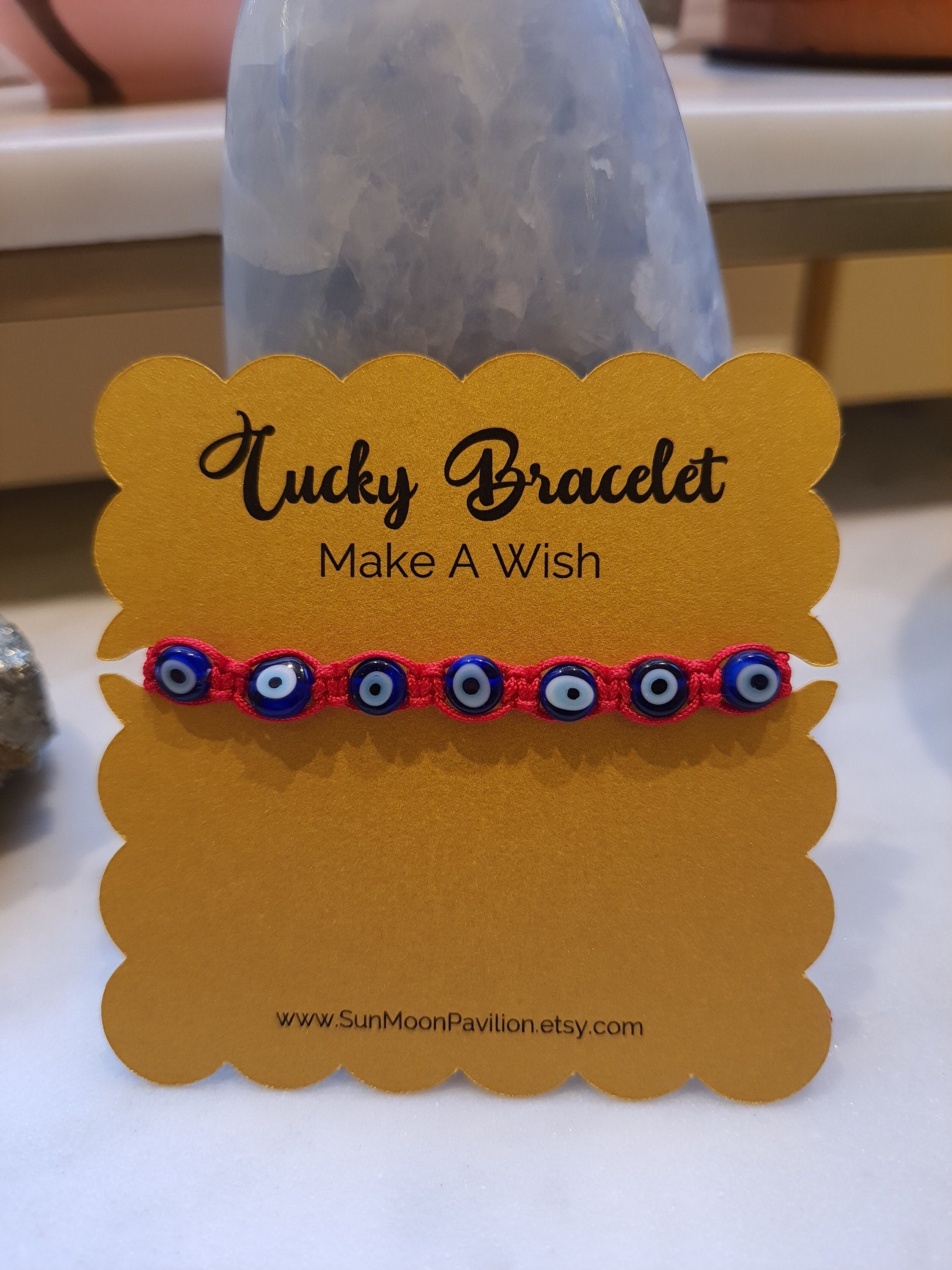 Blue Glass Evil Eye Bead Red String Shamballa Bracelet 轉運紅繩手鍊