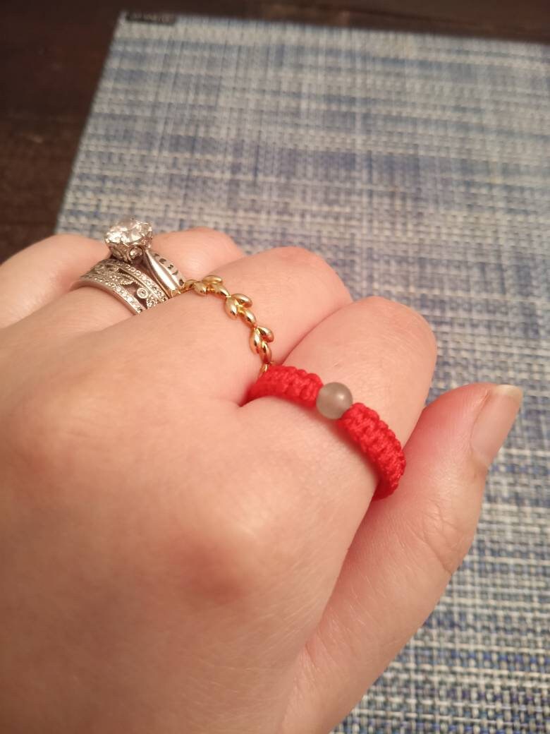 Aventurine Lucky Red String Shamballa Ring