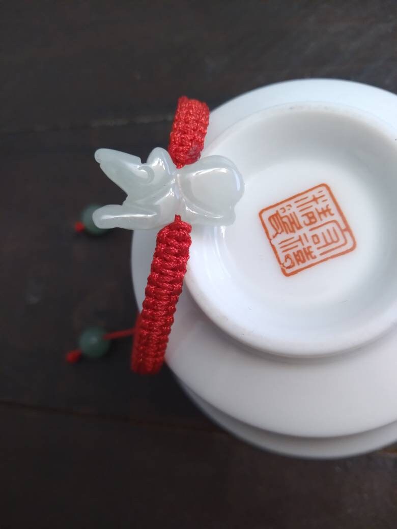 Natural Burmese Jadeite Jade Chinese Zodiac Charm Red String Shamballa Bracelet (Rabbit, Dragon, Rat and Many More)