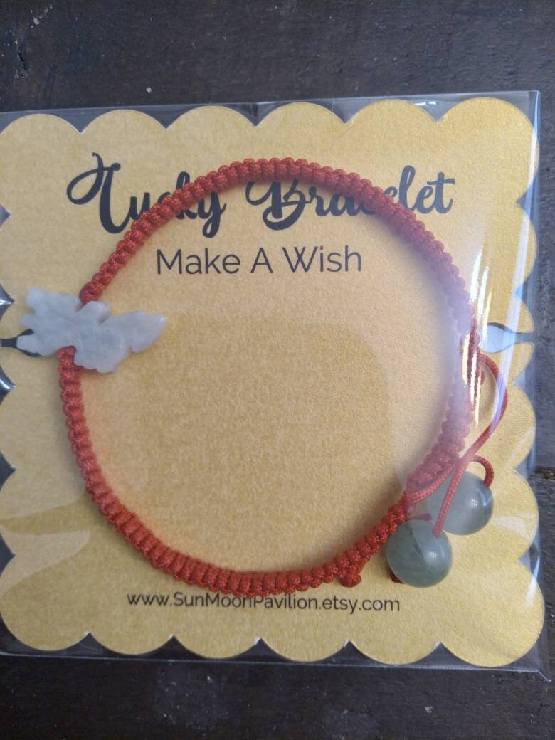 Natural Burmese Jadeite Jade Chinese Zodiac Charm Red String Shamballa Bracelet (Rabbit, Dragon, Rat and Many More)