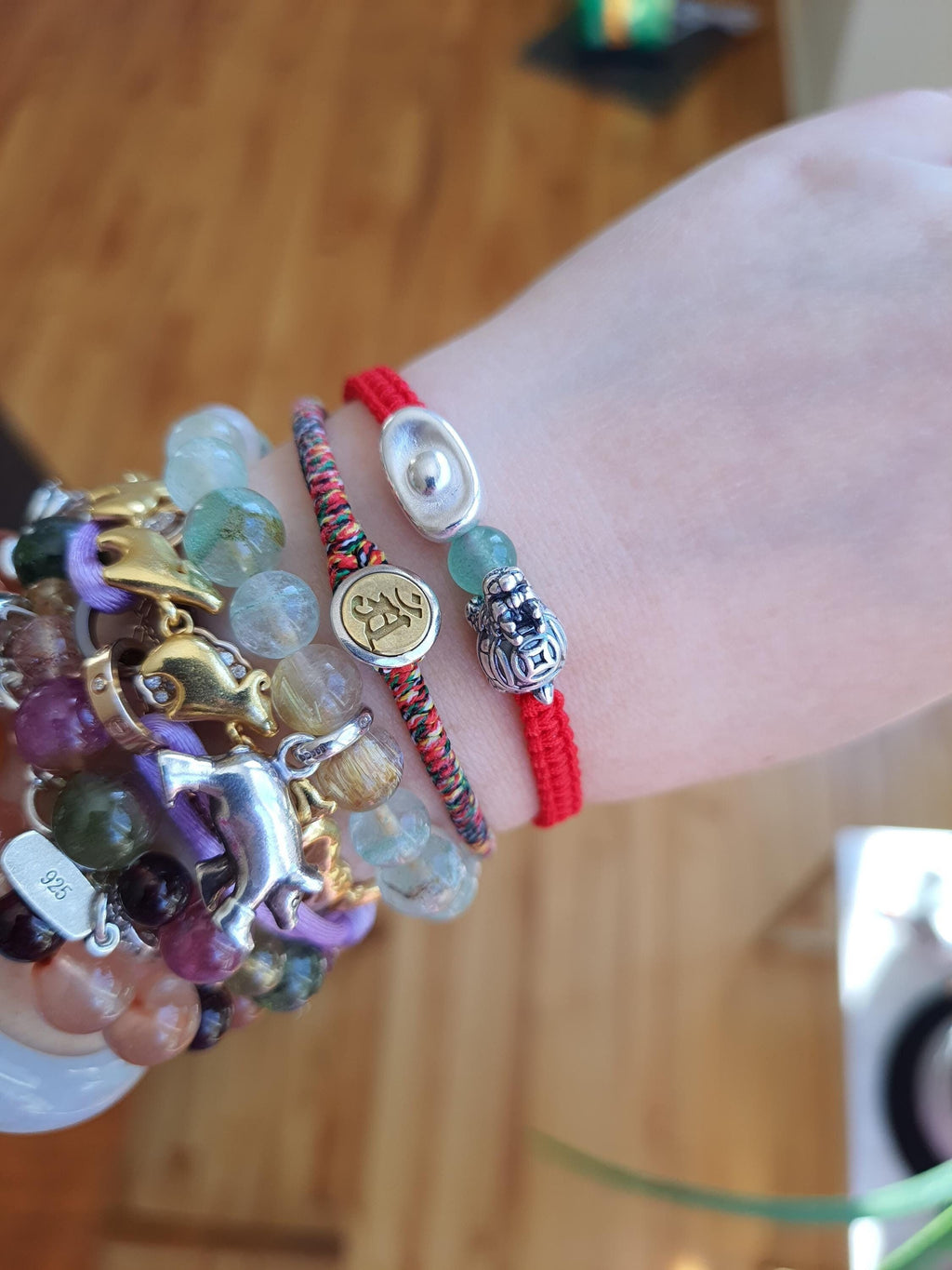 Sterling Silver Dragon Turtle Chinese Red String Shamballa Bracelet紅繩手鍊