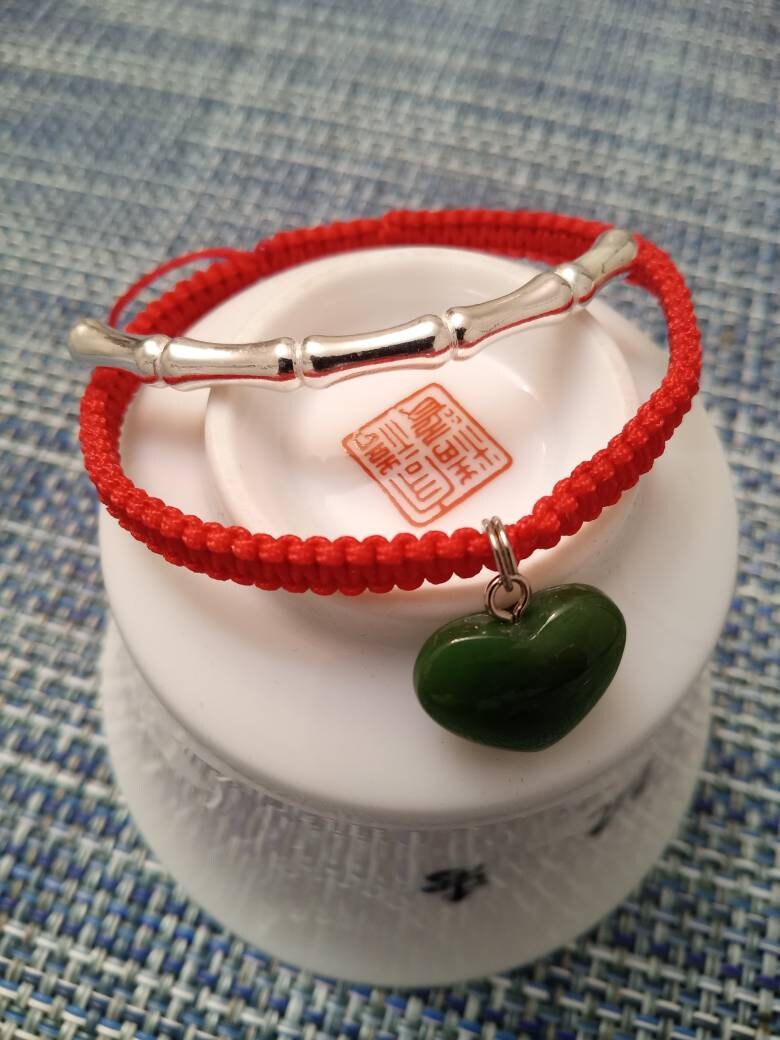 Sterling Silver Bamboo Tube Lucky Chinese Red String Shamballa Bracelet
