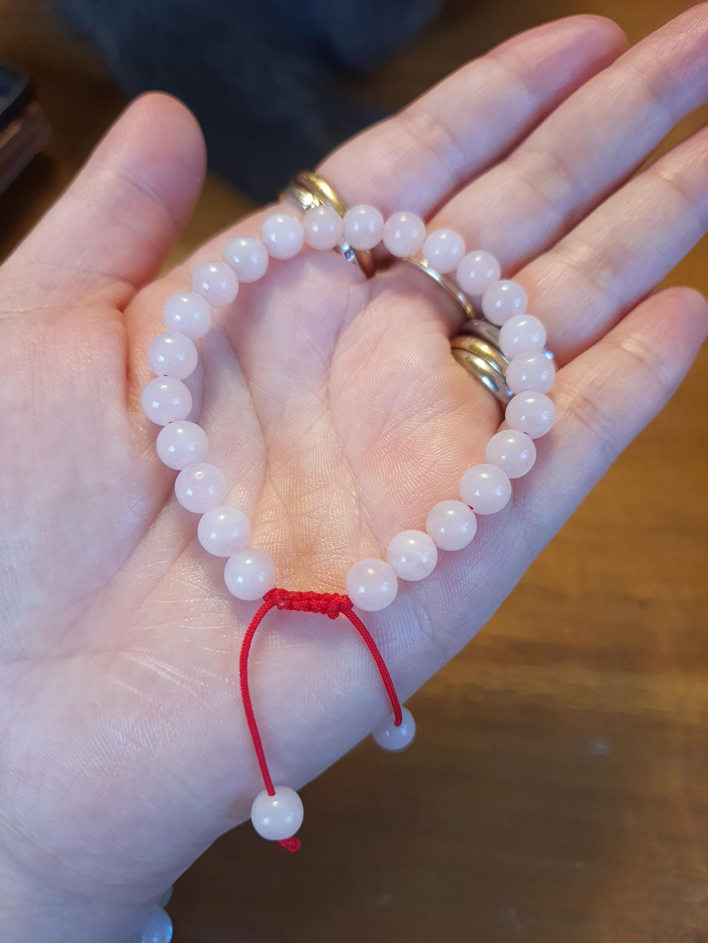 Natural Rose Quartz Beads Red String Shamballa Meditation Bracelet