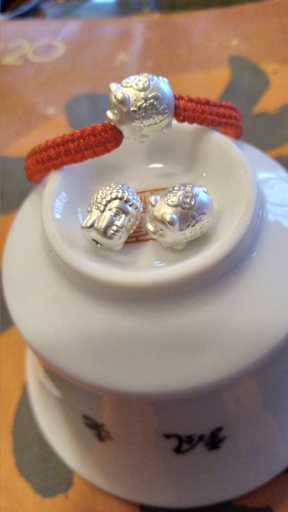 Sterling Silver Buddha/Elephant/Pig/Wire Ball Lucky Chinese Red String Shamballa Bracelet