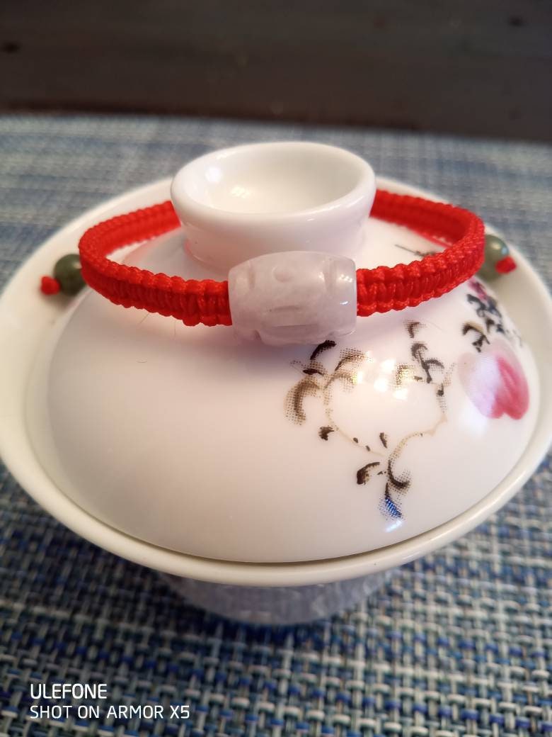 Chinese Money Barrel Burmese Jadeite Jade Lucky Red String Shamballa Bracelet