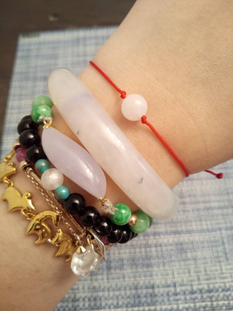 Burmese Jadeite Jade Red String Bracelet