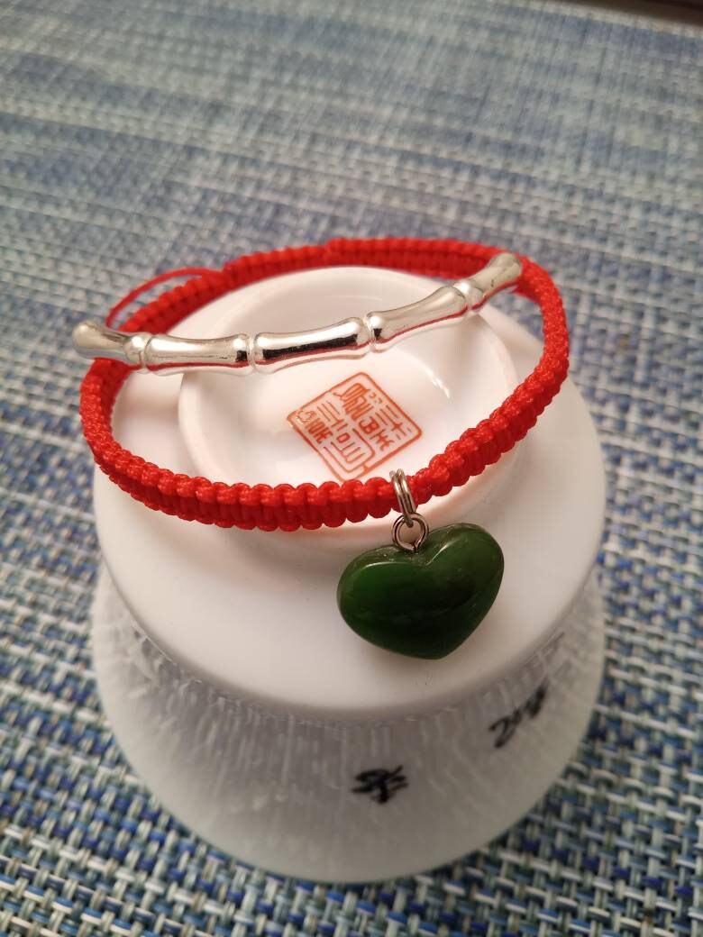 Sterling Silver Bamboo Tube Lucky Chinese Red String Shamballa Bracelet
