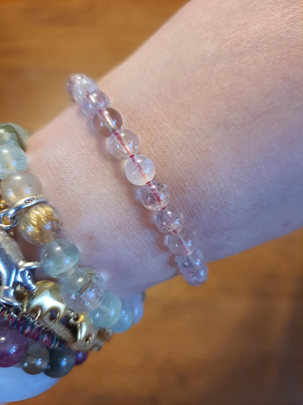 Natural Super Seven Quartz Beads Red String Shamballa Meditation Bracelet