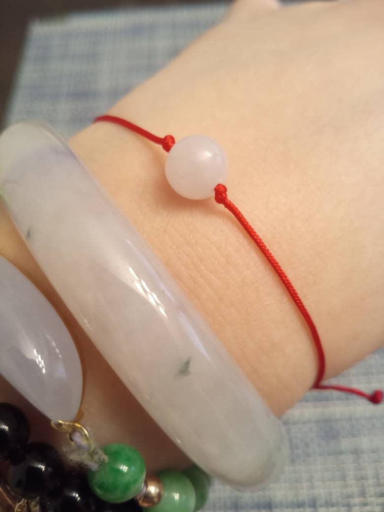 Burmese Jadeite Jade Red String Bracelet