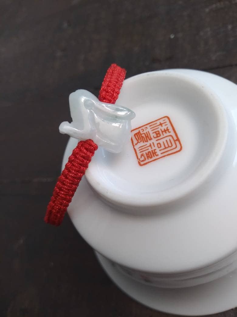 Natural Burmese Jadeite Jade Chinese Zodiac Charm Red String Shamballa Bracelet (Rabbit, Dragon, Rat and Many More)