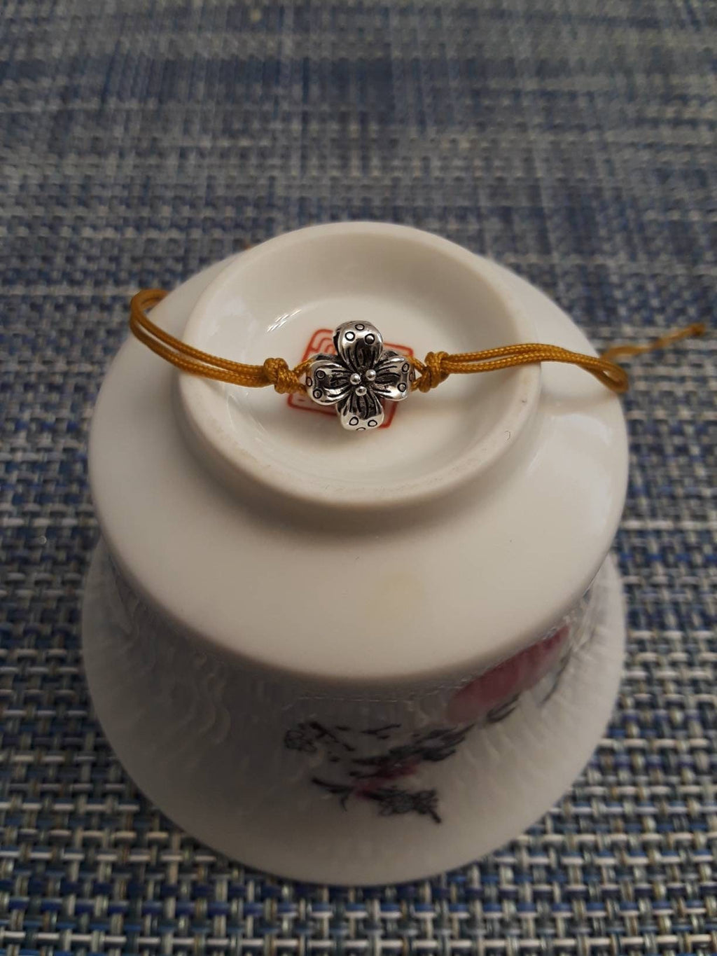 Sterling Silver Chinese Year of Ox (2021) Lucky Chinese Red Or Dark Gold String Bracelet