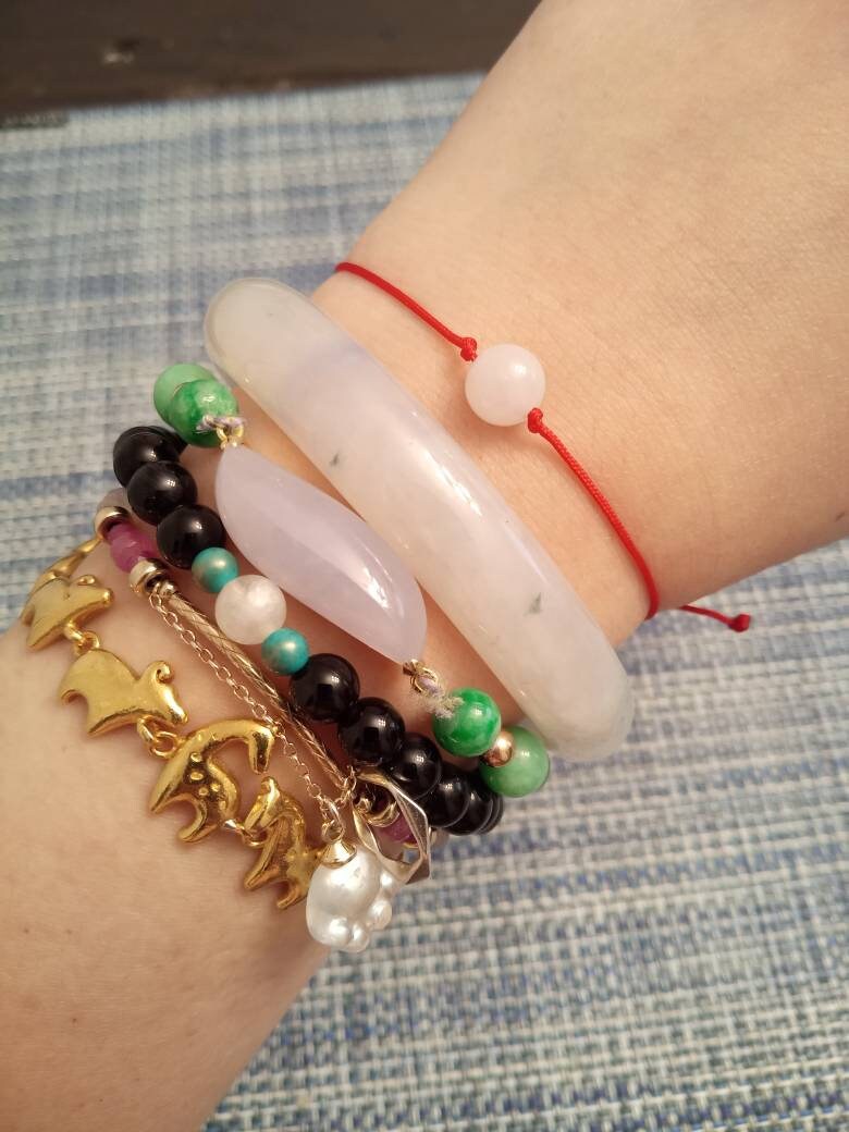 Burmese Jadeite Jade Red String Bracelet