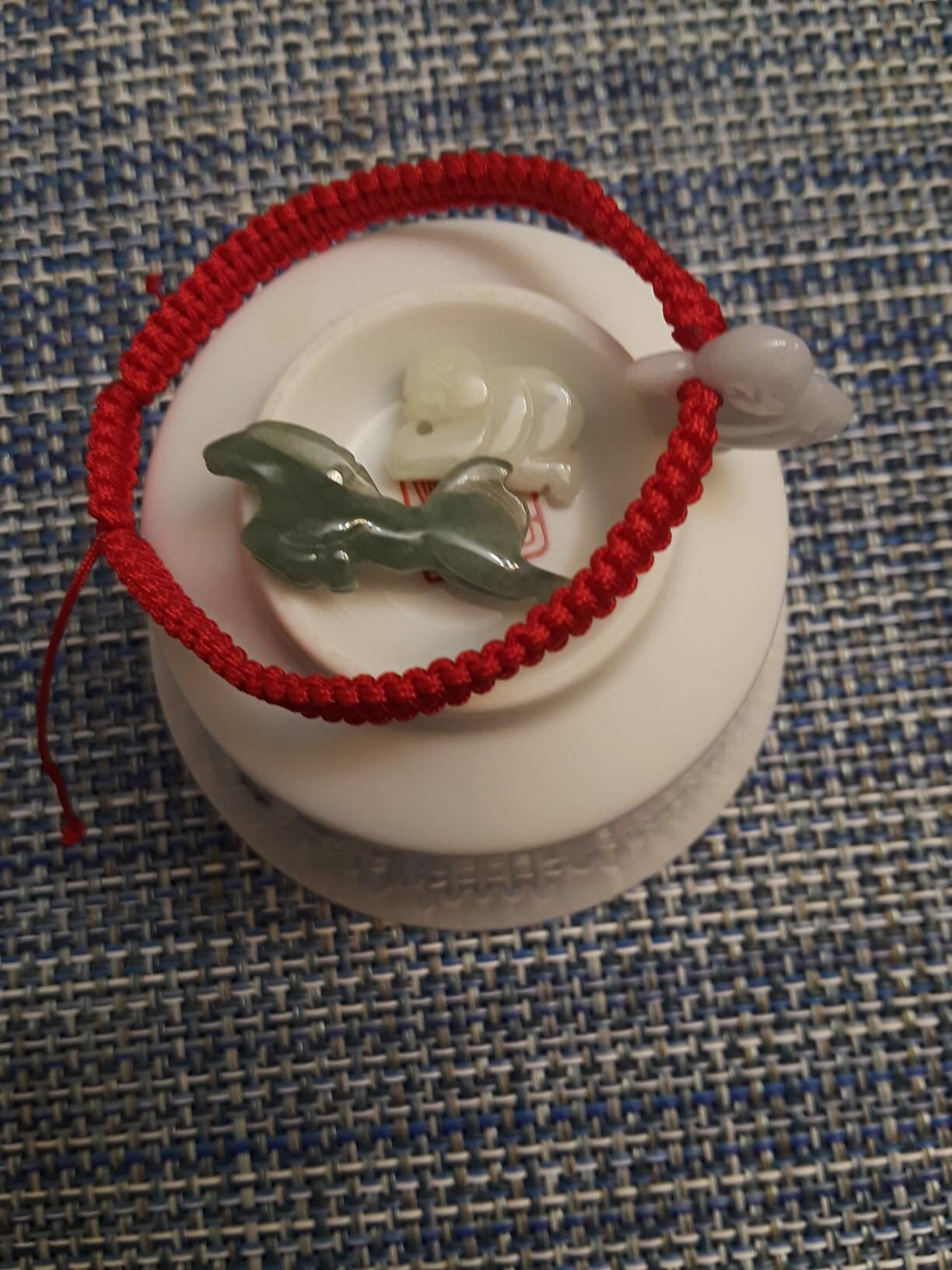 Lucky Chinese Red String Bracelet with Chinese Zodiac Jade Shamballa Bead (Monkey)