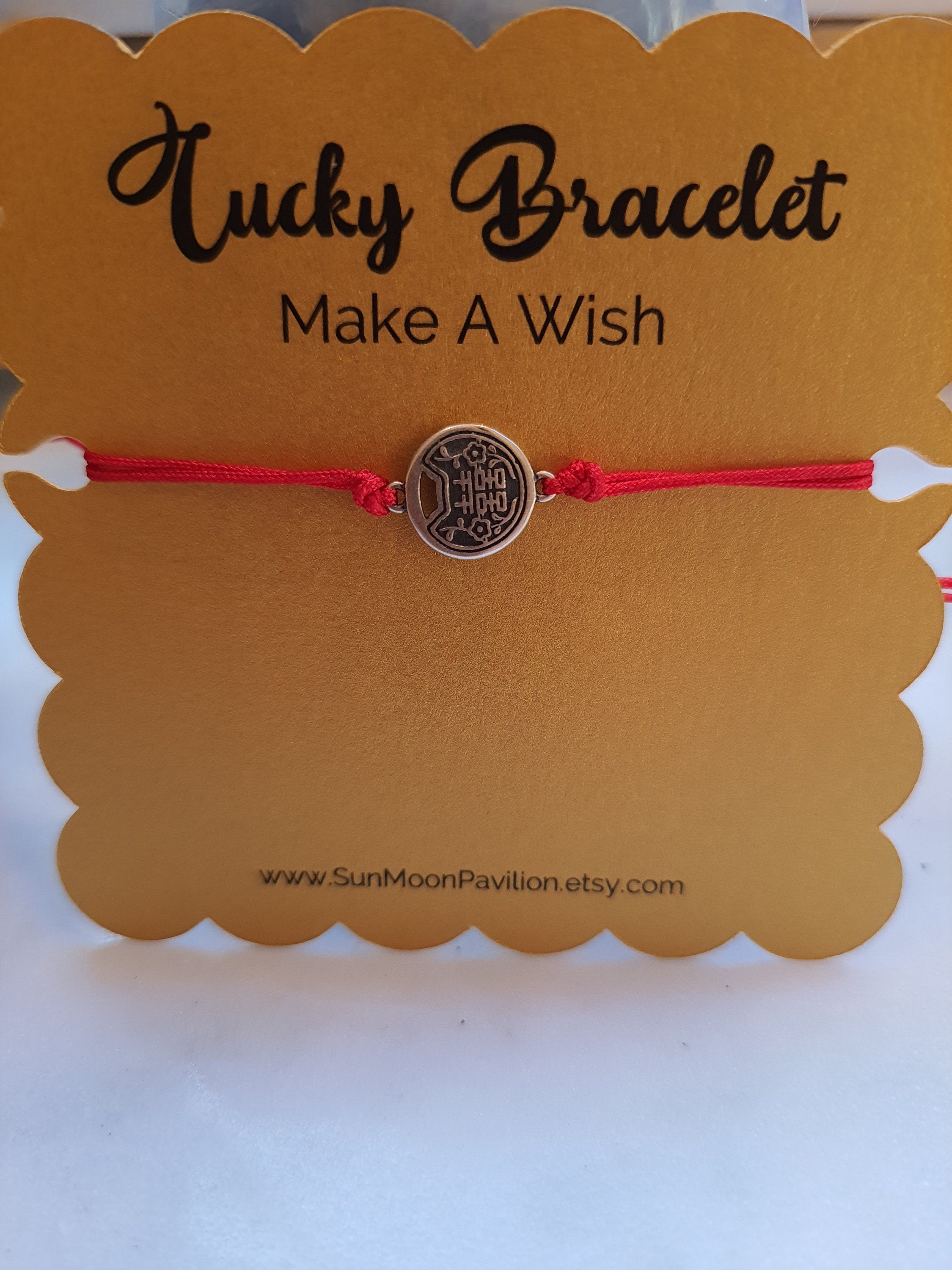 Sterling Silver Double Happiness Charm Chinese Red String Bracelet轉運紅繩手鍊