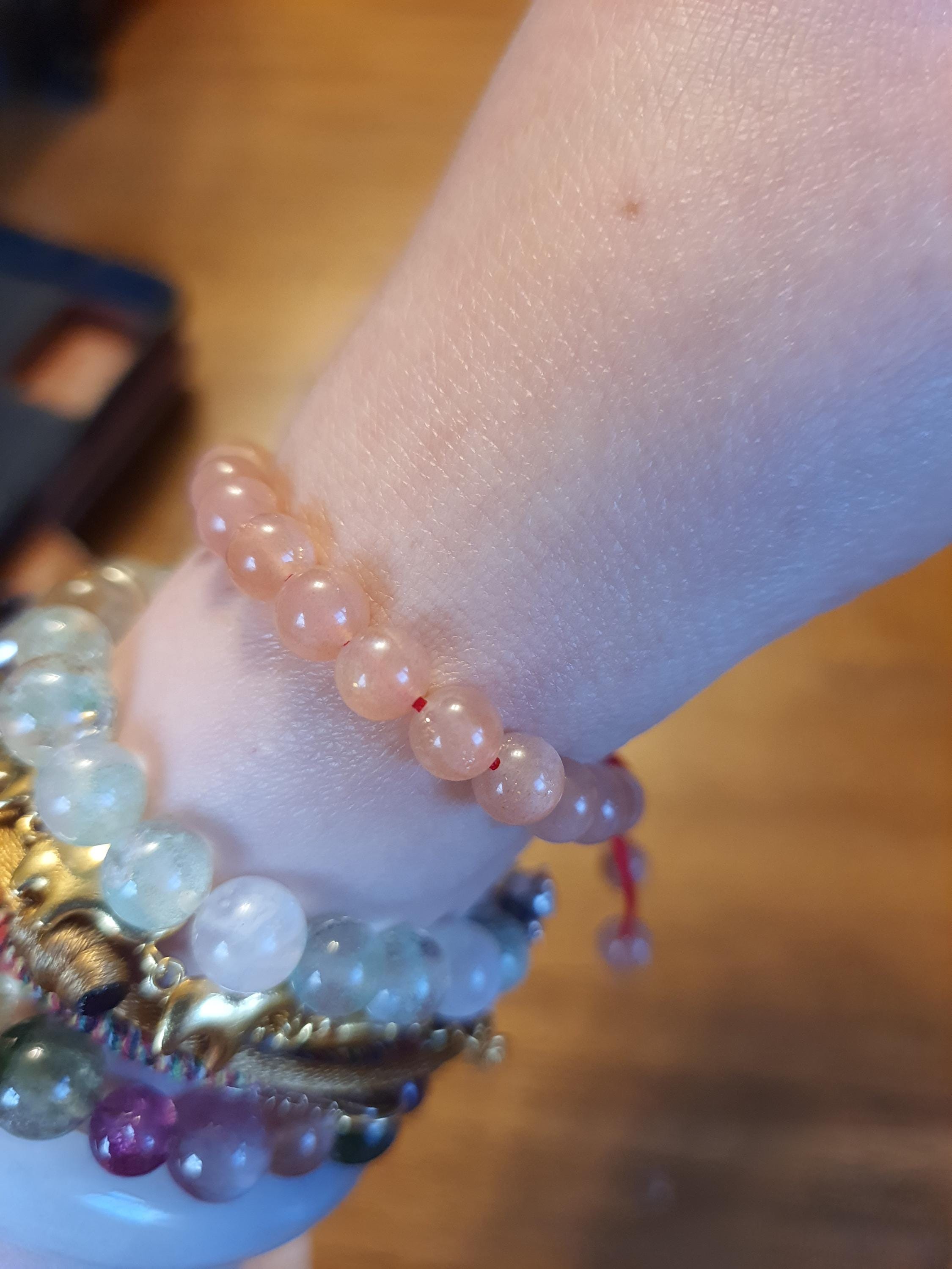 Natural Sunstone Beads Red String Shamballa Meditation Bracelet