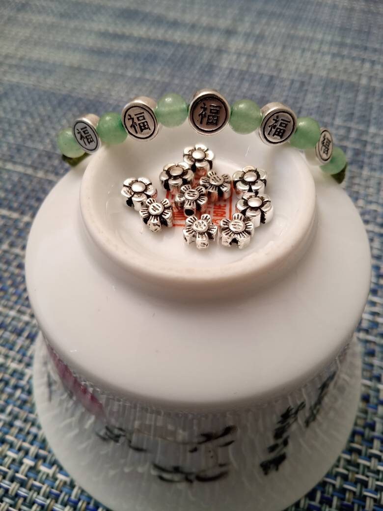 Sterling Silver Good Fortune/Flowers Lucky Chinese Red Shamballa  String Bracelet