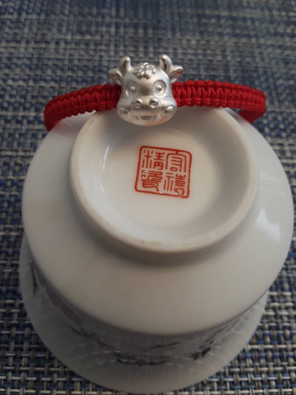 Sterling Silver Chinese Year of Ox (2021) Lucky Chinese Red String Shamballa Bracelet 純銀幸運紅繩手鍊 牛年行大運 牛轉乾坤