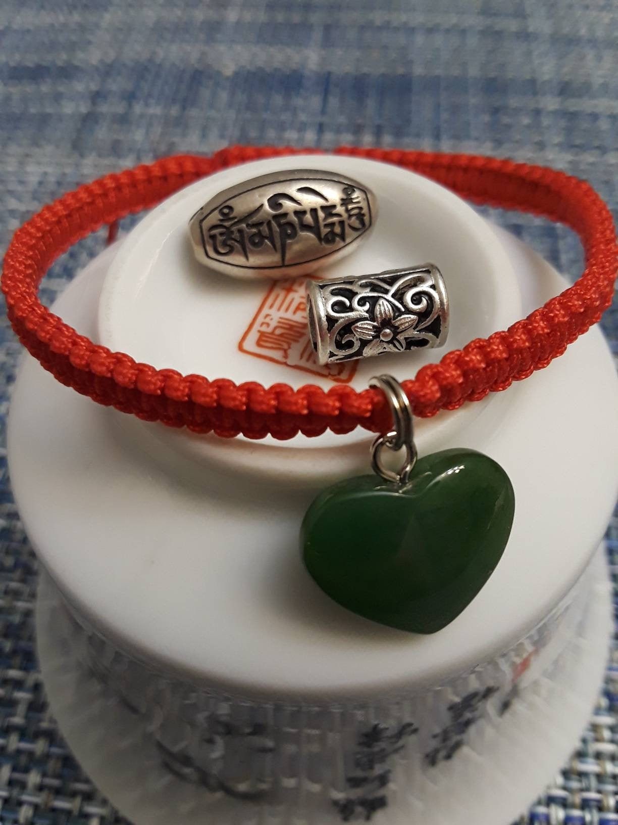 Sterling Silver Six Bright Words Mantra Or Floral Charm Lucky Red String Shamballa Bracelet