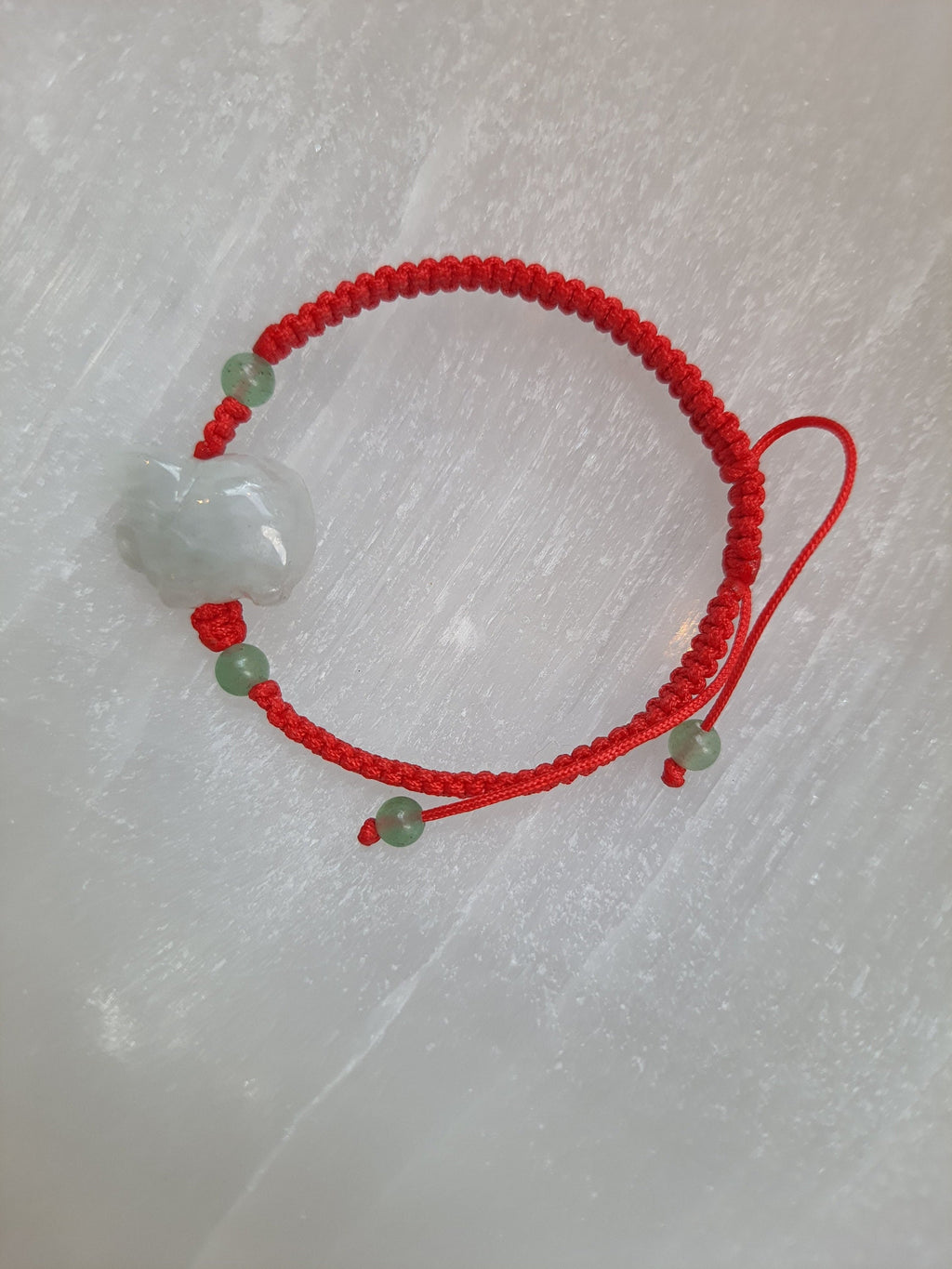 Natural Burmese Jadeite Jade Pig Zodiac Charm Red String Shamballa Bracelet