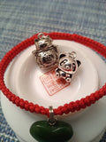 Sterling Silver Panda Lucky Chinese Red String Shamballa Bracelet