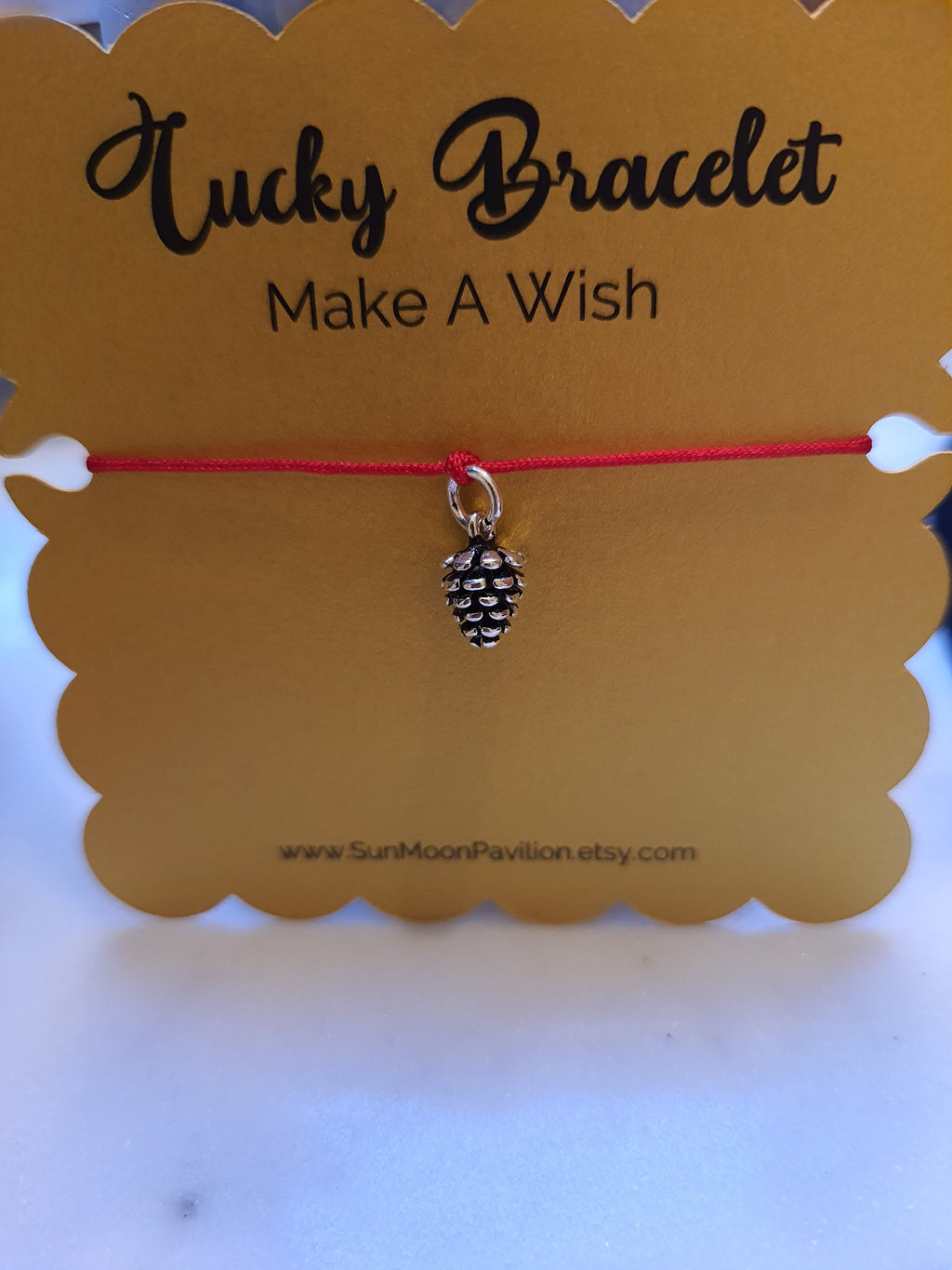 Sterling Silver Pine Cone Charm Chinese Red String Bracelet轉運紅繩手鍊 Winter Christmas Gift