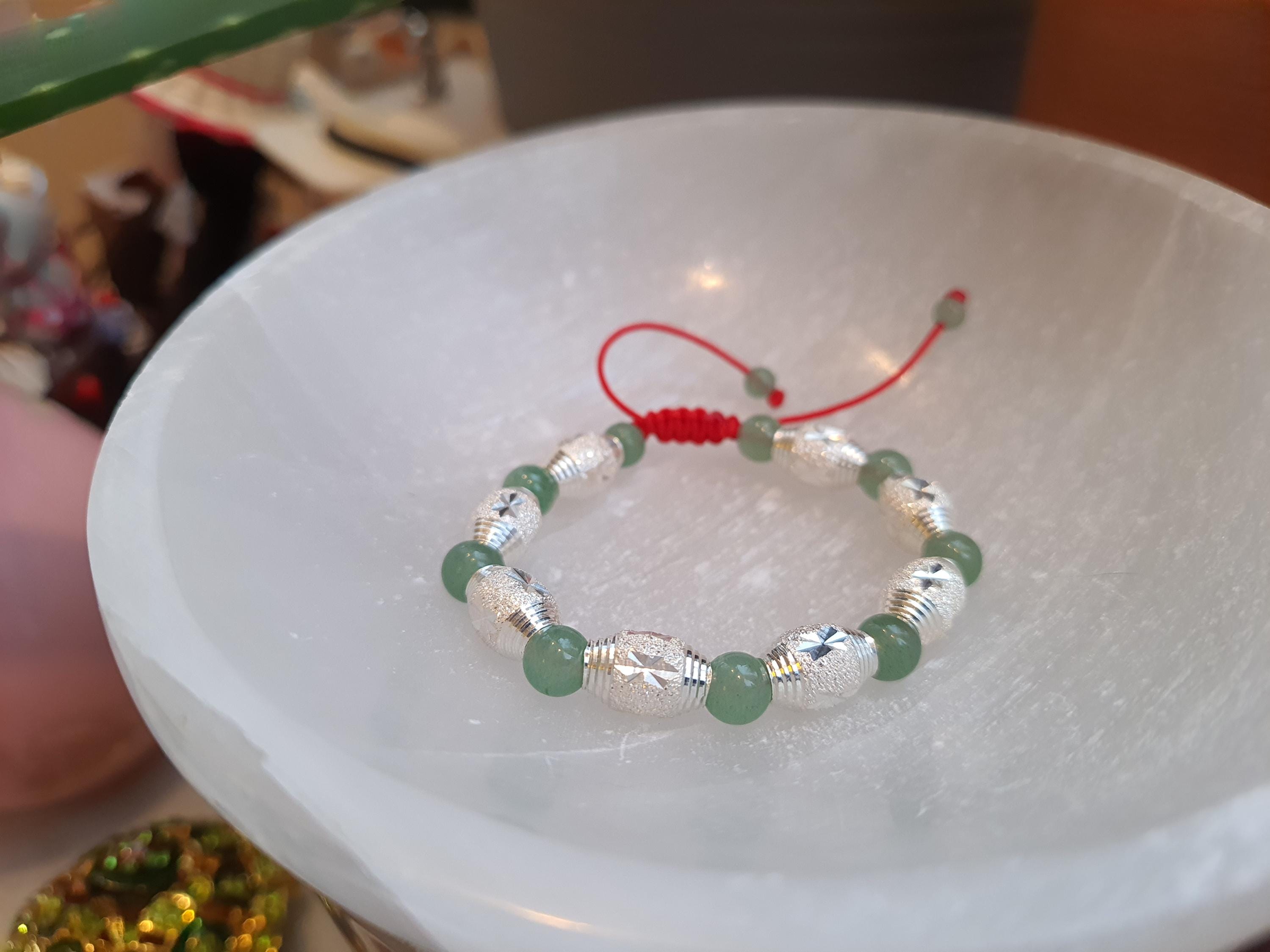 Sterling Silver Frosted Star Bead Lucky Chinese Red String Shamballa Bracelet