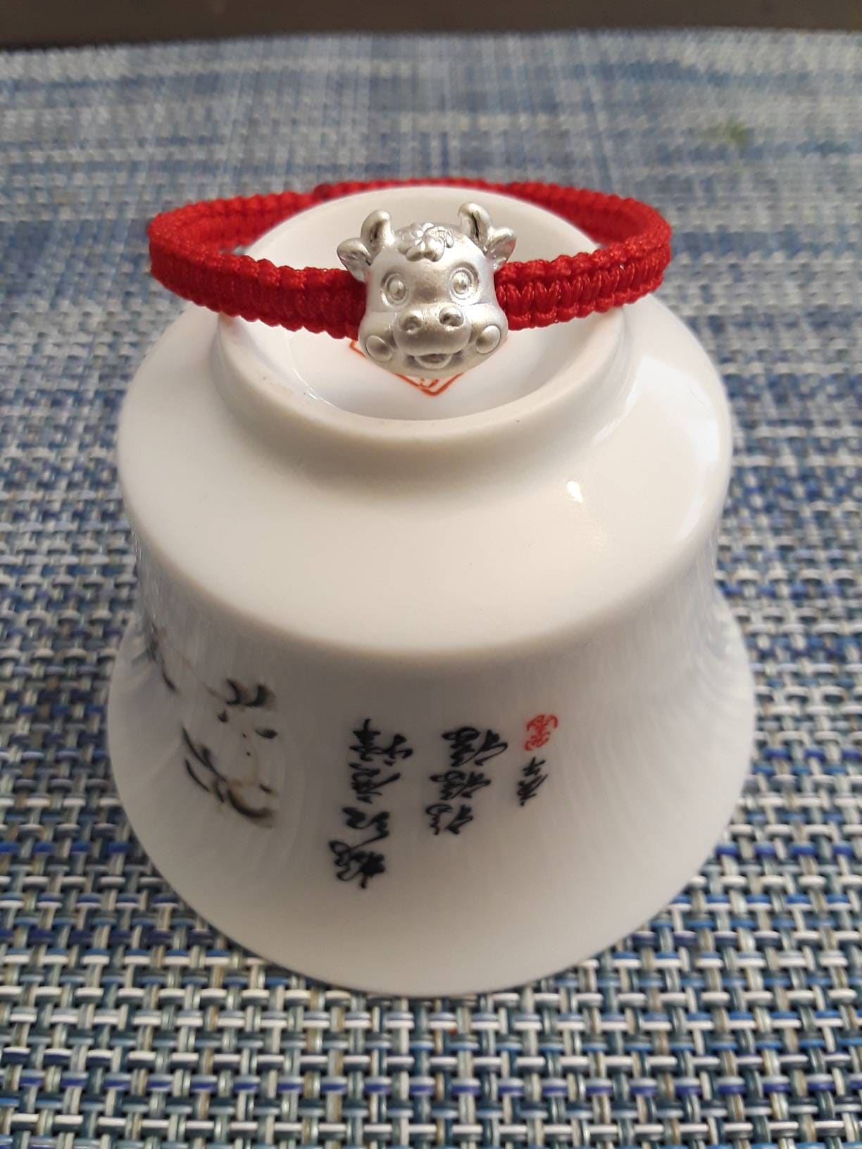 Sterling Silver Chinese Year of Ox (2021) Lucky Chinese Red String Shamballa Bracelet 純銀幸運紅繩手鍊 牛年行大運 牛轉乾坤